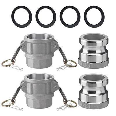 2 PCS 2" Aluminum Camlock part D Cam & Groove Hose Fittings+2 PCS Type A | with 4 PCS Camlock Gasket Fitting