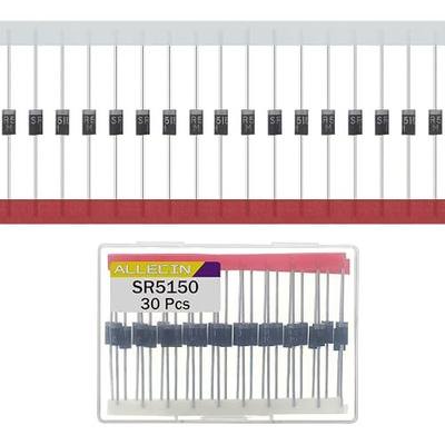 30Pcs SR5150 Schottky Rectifier Diode 5A 150V MBR5150 SB5150 Bypass Blocking Solar Doorbell Diodes 5 Amp 150 Volt Axial Switching Zener Dioden DO-27 Package