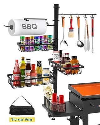 Griddle Caddy Organizer for Blackstone Griddle Accessories, Outdoor Kitchen Accessories, BBQ Grill Picnic Utensil Condiment Caddy with Paper Towel Holder, Camping Essentials Gifts for Husband & Him