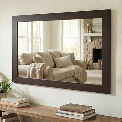 Frame My Mirror Brown Framed Mirror, 20" x 36" Mirror for Bathroom, Wood Frame, True Reflections Glass, Dark Walnut Finish, Pendleton Design, Hangs Horizontally or Vertically, Made in USA
