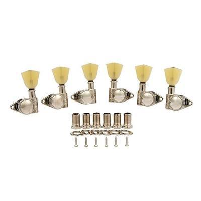 KAISH Nickel 3+3 Locking Tuners 21:1 Locking Tuning Machines Locking Tuning keys with Vintage Keystone Buttons for USA LP/Les Paul/SG/ES/Acoustic Guitars
