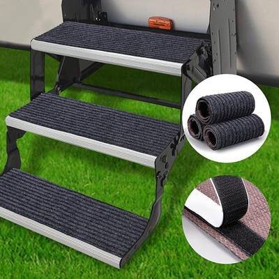 RV Step Covers 3 Pack 22" Wide x 7.5" Deep Camper Step Covers | Non Slip RV Stair Treads, For Travel Trailers, Mobile Home, Motorhome, Gray