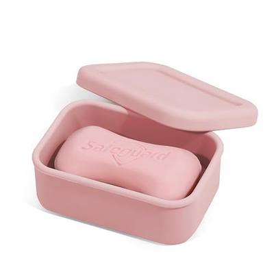 Leak Proof Silicone Travel Soap Case with Draining Tray - Bar Soap Holder for Travel, Gym & Camping - Mess-Free Portable Soap Container for Carry-on Bags (Light Pink)