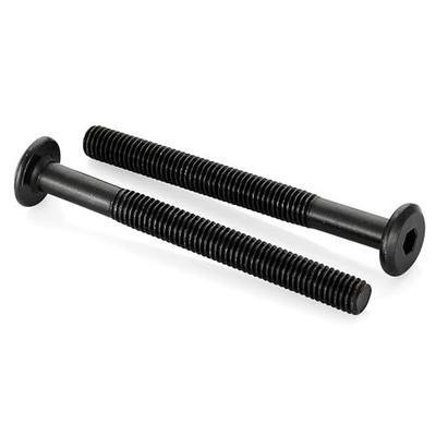 M6 x 75mm Socket Cap Allen Bolts, Flat Round Head Socket Cap Screws, Furniture Screws, Carbon Steel, Partial Thread, Black Oxide Finish, 10 PCS