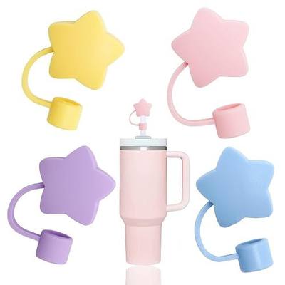 4 Pcs Lovely Star Straw Covers Cap Toppers Compatible with Stanley 30&40 oz Tumbler Cup,Reusable Cute Silicone Straws Tips Lids Protectors for 0.4 in/10mm Stanleys Cups Accessories