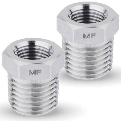 MAACFLOW Stainless Steel 1/4" Male NPT to 1/8" Female NPT Adapter Reducer Hex Bushing (Thread OD 0.52" - ID 0.34") (pack of 2)