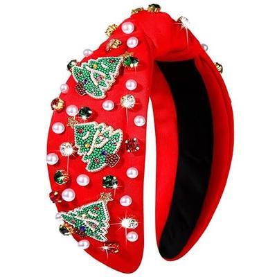 Christmas Headband for Women Xmas Tree Headbands Jeweled Holiday Headband Christmas Outfits Accessories Ugly Sweater Party Favors Holiday Gifts (Xmas Tree 3)