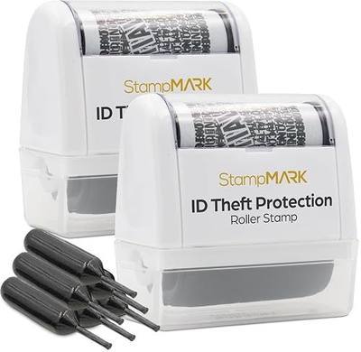 StampMark 2-Pack Protection Stamp Identity Theft - Roller Stamps with Six Replacement Ink Tubes