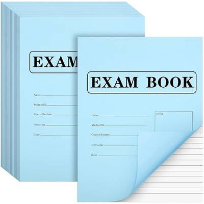 Skyygemm 50 Pack Exam Blue Book, 8.5" x 11" Blue Test Books, 8 Sheets 16 Pages, Wide Ruled Saddle Stitched Examination Notebooks for School Test Business Office