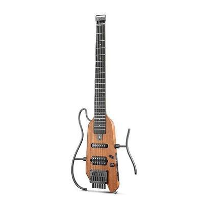 Donner HUSH X Electric Guitar Kit - Featherlight Headless Guitar, Great for Travel and Practice, Mahogany Solid Body with Easy Assemble Stands, Gig Bag, All Accessories, Natural