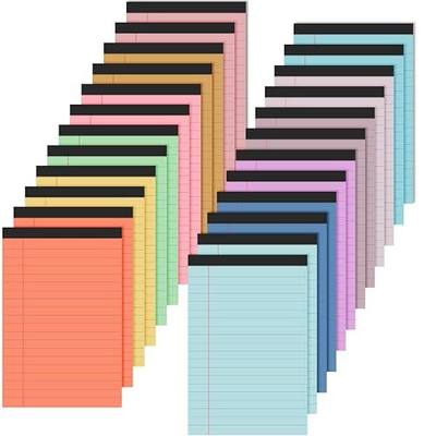 Lincia 24 Pcs 4" x 6" Legal Pad Writing Notepads Small Legal Pad College Ruled 30 Sheets Multiple Color Lined Note for Work 80 Gsm Paper for Grocery List Shopping List(Bright Color)