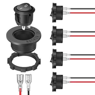 Nilight 5PCS Round Rocker Switches w/Wiring Harness SPST Holder 20mm 12Volt 2 Pin Pre-Wired Waterproof Toggle Shell for Switch Panel Car Automotive RV Trucks Boats