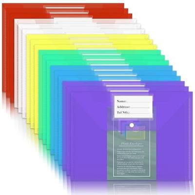 NACHLYNN 18 Pack Plastic Envelopes Plastic Folders with Snap Closure, 6 Colors A4 Size Clear File Envelopes with Label Documents Folders Organizers for Home Work Office Organization
