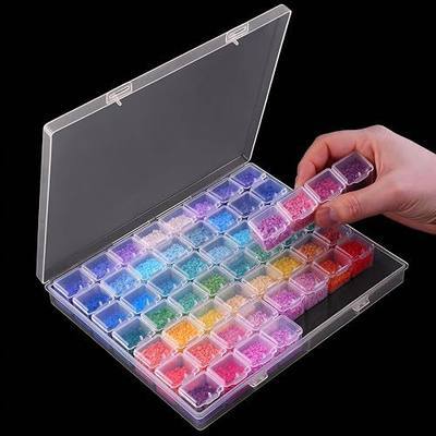 RJ-Sport 56 Grids Diamond Art Bead Organizer Box | Compact & Portable Clear Plastic Case for Jewelry & Gems Storage and Organizing