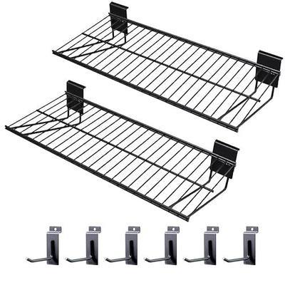 Slatwall Shelves 24 Inch, Heavy Duty Slatwall Accessories, Slat Wall Wire Shelf, Gargage Storage Slatboard Shelves (2 Pack)