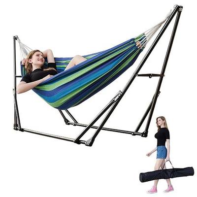 Portable Hammock with Stand for Outside or Inside,No Tree Required | 1 Minutes Tool-Free Setup | Adjustable Hammock for Indoor Outdoor Patio Yard | Carry Bag Included |450 lbs Capacity