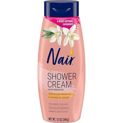 Nair Shower Cream, Quick and Easy Hair Removal Cream with Moroccan Argan Oil and Orange Blossom for Body, 12 Oz
