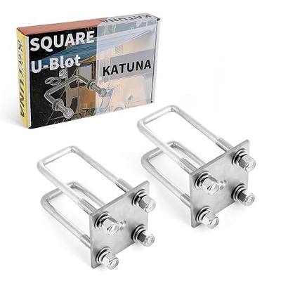 Stainless Steel Square U Bolt Kit for Boat Trailer Axle Leaf Springs, for 2x2 Axle - 4 3/4" Long,2 inch Wide Square U-Bolts with Nuts and Frame Plate for Trailer Automobiles Trailer.