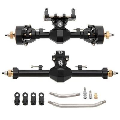MEUS RACING Isokinetic 3-Section CVD Front and Rear Axles Maximum Steering Angle 52° Wider +5MM for Axial SCX24 Deadbolt C10 JLU Gladiator Bronco 1/24 RC Crawler Upgrade (Front and Rear- Black)