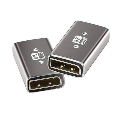 8K DisplayPort (DP) Coupler Adapter 2 Pack, DisplayPort (DP) 1.4 Female to Female Aluminum Alloy Shell Extender Connector, Supports 8K@60Hz, 4K@144Hz, 4K@120Hz,2K for HDTV, Monitors, Laptop, Projector