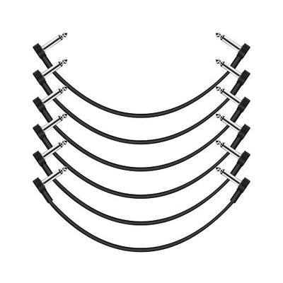 12 Inch Guitar Patch Cables 6 Pack, 1/4" TS Right Angle Effect Pedal Flat Cables, Pedal Board Patch Cables, Black