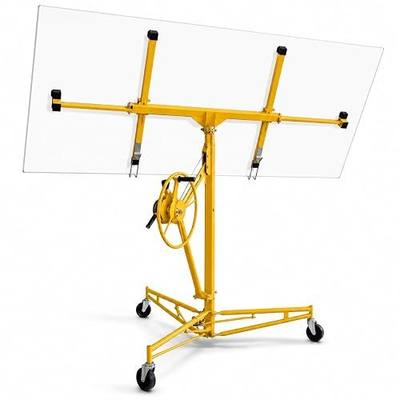 Stark USA 11-Foot Drywall Lift Hoist Panel Jack, Heavy-Duty Sheetrock Ceiling & Wall Lift with Telescoping Extension, Tilting Cradle, Locking Winch & Rolling Casters for Drywall Installation, Yellow