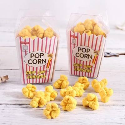 Popcorn Pencil Eraser Set Cute Eraser Caps Fun Erasers Gifts Prizes for Student Classroom Office Pencil Erasers 2Box (Approximately 20-24 Units)