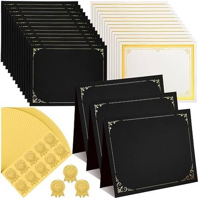 180 Pcs Back to School Certificate Kit, 60pcs Black Certificate Holders & 60pcs Letter Size Papers & 60pcs Gold Foil Award Seals, Graduation, Employee Recognition, Schools & Ceremonies