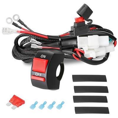 OFFROADTOWN LED Light Bar Wiring Harness Kit w/Motorcycle Handlebar Switch 7-8'' 2 Leads Harness for Headlight Driving Fog Lights Auxiliary Lights for ATV Dirt Bike Bicycle