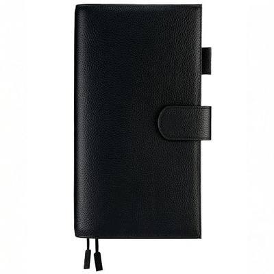 Genuine Leather Planner Cover for Hobonichi Weeks/Weeks Mega with Pen Loop, Card Slots, Back Pocket, and Bookmarks (Black)
