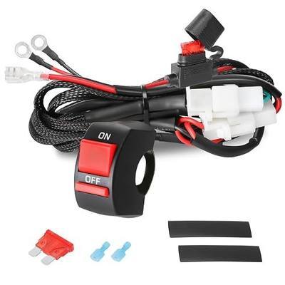 OFFROADTOWN Motorcycle LED Lights Wiring Harness Kit with Handlebar Switch 10A Fuse 1 Lead Light Bar Harness for ATV Dirt Bike Ebike Scooters Auxiliary Driving Fog Lights