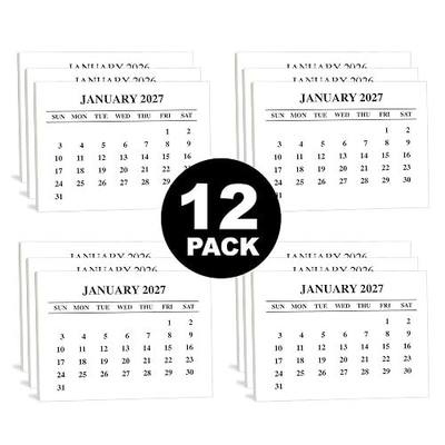2027 Scrapbook Calendar Minis (12-Pack), Tear off Refill Pads for Scrapbooking, Crafts, Manual Projects, 2.25 x 3 Inches for Friends and Family (Black)
