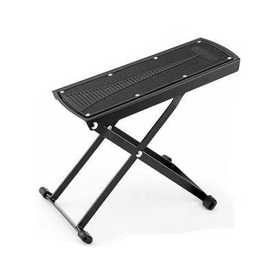Guitar Foot Stool, 6-Position Height Adjustable Guitar Foot Rest Stand with Rubber End Caps and Non-Slip Rubber Pad for Classical, Acoustic, Electric Guitar - Black