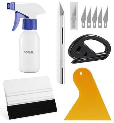 SINGARO Car Window Film Kit, 5PCS Car Glass Protective Window Wrap Tinting Privacy Film Tools, Including Vinyl Scraper, Felt Scraper, Cutter with Blade, Film Cutter, Spray Bottle