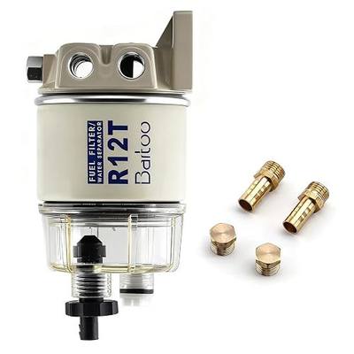 R12t Fuel Water Separator 10 Micron Filter | Fuel Filter Water Separator Replaces Racor S3240 120at Npt ZG1/4-19 Fit 3/8 Inch Npt Outboard Motors For Gas & Diesel Engines