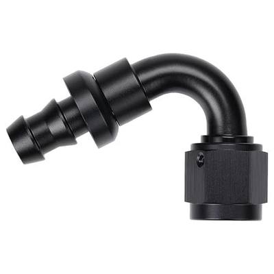 6AN 120 Degree Push Lock Hose Fitting End Adapter Aluminum Black