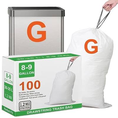 Code G Heavy Duty 8-9 Gallon Drawstring Trash Bags 100 Count 1.2 Mil THICK Compatible with simpleman Code G | 1.2 Mil | 8-9 Gallon 30-35 Liter Heavy Duty White Garbage Can Liners