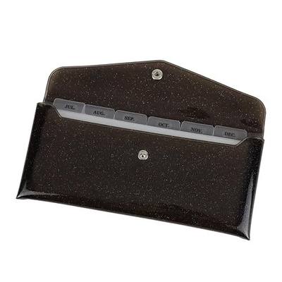 Black Cash Envelope Wallet PVC Budget Wallet with Reusable PP Frosted Money Pocket Dividers and Month Label Sticker Planner Bill Receipt Organizer Wallets for Men & Women