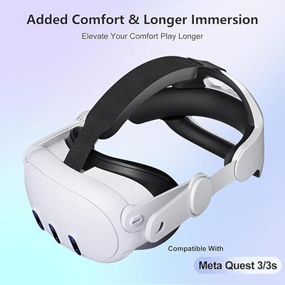 Saqico Head Strap for Meta Oculus Quest 2/3/3S, Pressure-Free Elite Strap Accessories Replacement, Adjustable Headband Soft Cushion VR Headset Enhanced Comfort & Balanced Fit for Longer Immersion