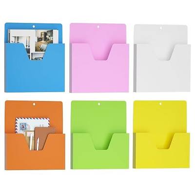 MFTEK Magnetic File Holder 6 Pockets Paper Holder, Hanging File Organizer Office Supplies Storage for Cabinets, Whiteboard, Magnetic Mail Letter Folder for Refrigerator (Classic Color-Mix)