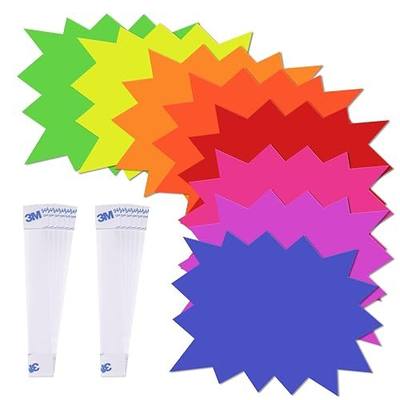 120 Pieces Starburst Signs for Retail, 5*6.6 Inch Fluorescent Garage Sale Stickers, Multicolor Sale Signs for Retail Store, Garage Sale Supplies, including 80 Pcs Yard Sale Stickers with 40 PVC Sticky Transparent Strip