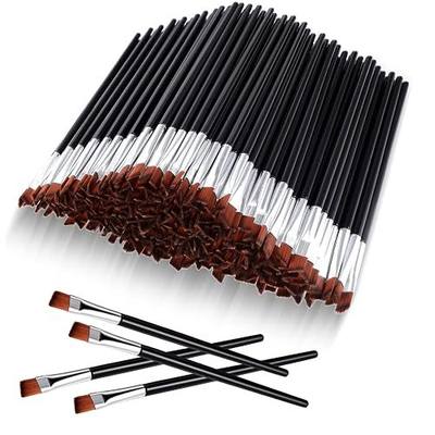 Gerrii 200 Pieces Disposable Angled Eyebrow Brushes Bulk Brow Tint Brushes Eye Makeup Brush Eyeliner Brush Tinting for Women Girls Salon Beauty Cosmetic Make up Tool Esthetician Supplies(Silver)