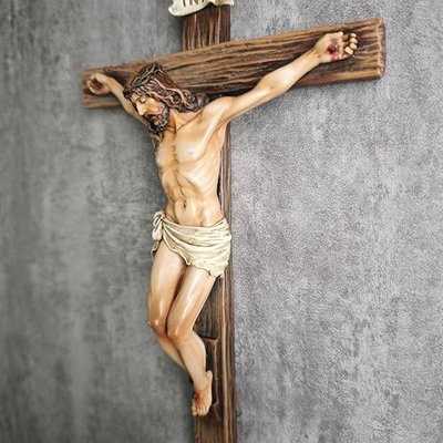 BC Catholic Crucifix Wall Cross, 10"H Jesus Wall Art | Crucifix Cross for Wall, Back to School Catholic Gift, Religious Altar Home Décor Renaissance Hand painted by Buildclassic