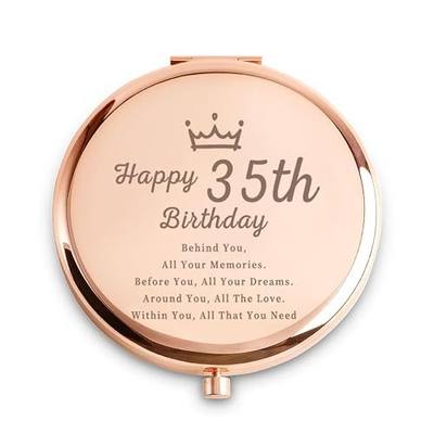 35th Birthday Gifts for Women, Birthday Gifts for 35 Year Old, Happy Birthday Compact Mirror for Her Ladies Daughter Sister Wife Friends Aunt Mom Girlfriend