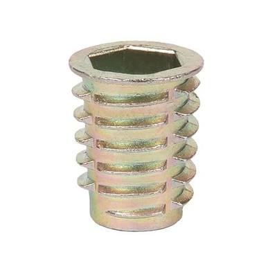 E-Z LOK Hex Threaded Inserts for Soft Wood, Zinc Alloy Flanged Thread Insert 3/8-16 x 20mm Length, Pack of 25, (903816-20)