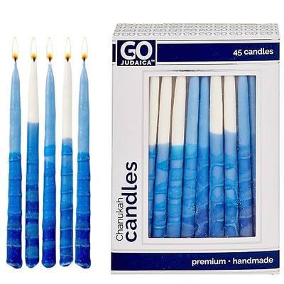 Dripless Hanukkah Candles | Tapered Pastel Blue & White Chanukah Bulk Candles Value 45 Pack | Standard Size Menorah Premium Quality Wax Jewish Holiday Party Favors Gifts, Decorations for All 8 Nights
