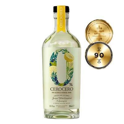 CeroCero White Grapefruit & Lemongrass Non Alcoholic Gin, 0.0% ABV, 700ml | SFWSC 90pts. Halal · Vegan · Gluten-Free. Indian lemongrass & Cairngorm water. Perfect for Citrus Sling & G&T cocktails.