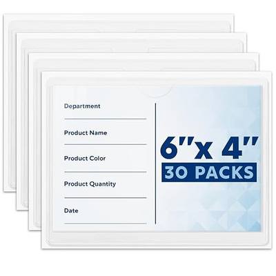 Mifflin-USA - Index Card Holder - 4x6”, 30 Pack - Clear Self-Adhesive Pockets - Label Holders for Organizing Storage Bins & Containers - Plastic Sleeves for Protecting Cards & Labels