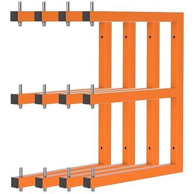 Lumber Rack Wall-Mounted Lumber Storage Rack, Heavy Duty Wood Storage Racks with 6-Level System, 1320 LB Sturdy Garage Wood Organizer, Orange Lumber Metal Racks for Indoor and Outdoor (4 Pack)