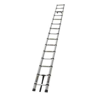 Lippert On-The-Go Portable, Telescoping RV Ladder - 14.5' — Enhanced Stability and Safety - Retracts to 35.75" - Sturdy 330 lb. Capacity - Compatible with Lippert Ladder Receiver - 2021126697 | Aluminum build retracts to 35.75 in, weighs 27 lb, steel locking pins, fits Lippert ladder receiver, no as